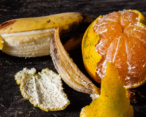 Släng aldrig banan- och apelsinskal