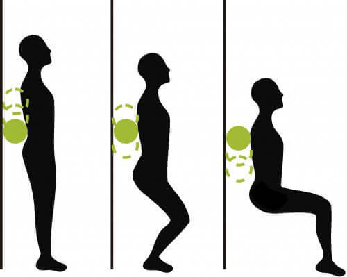 Träna knäböj med en boll