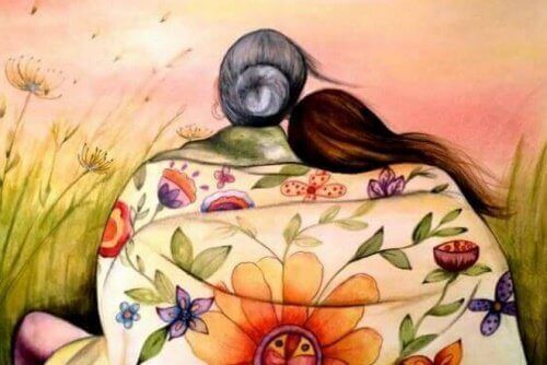 En mogen kvinna med sin dotter