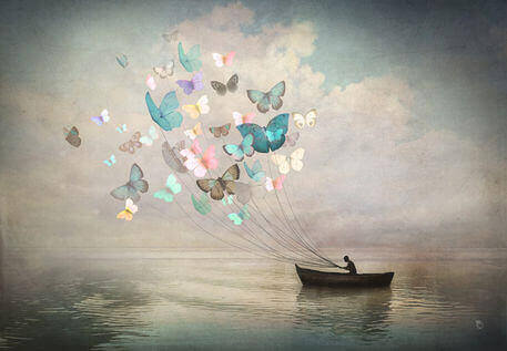 Fjärilar som segel för båt