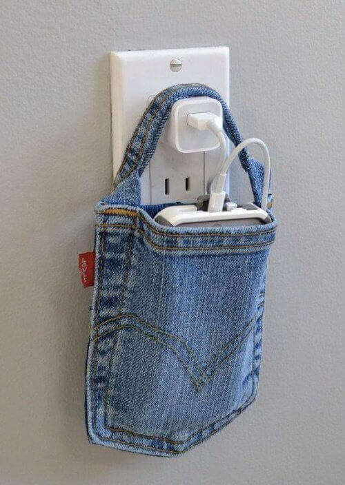 mobilhållare av jeans