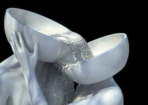 Människor med skålar som huvuden