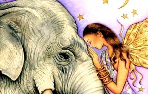kvinna med elefant