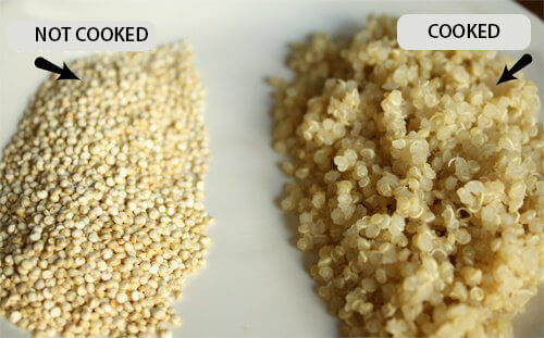 Tillagad och icke tillagad quinoa