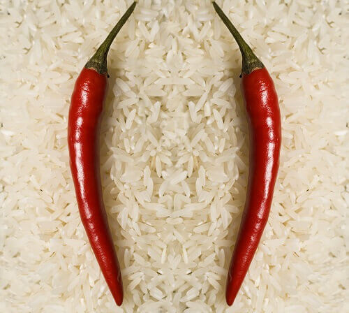 mexikansk peppar på ris