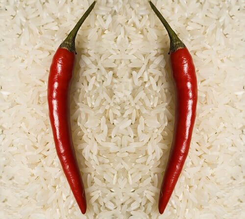 mexikansk peppar på ris