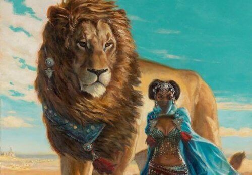 Lejon och kvinna