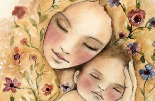 Mor håller om sin bäbis