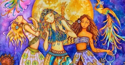 kvinnor dansar under månen