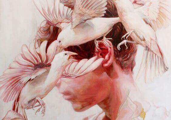 Duvor i framgrunden av en pojke