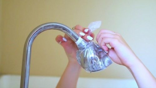 Duschmunstycke med plastpåse