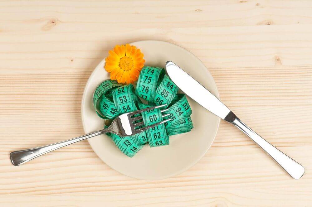 Måttband på tallrik.