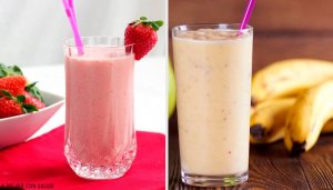 5 smoothies med jordgubbar och banan