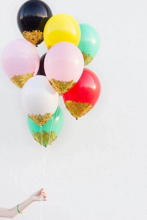 Ballonger med glitter.