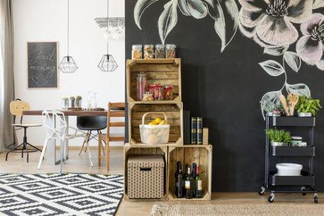 Köksenhet med trälådor