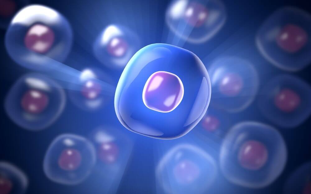 Blå bild av stamcell.