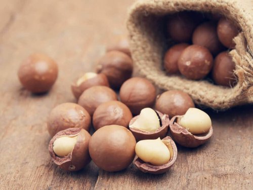 Macadamianötter innehåller mycket nyttigt fett