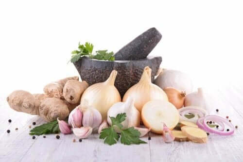 Lök och ingefära.