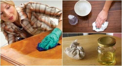 Kvinna fernissar möbler