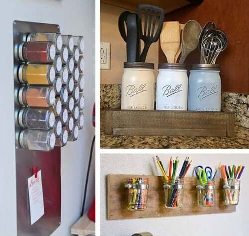 Burkar kan sättas upp på väggen