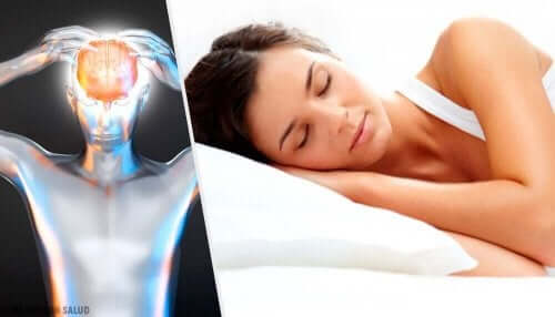 Sovande kvinna aktiverar hjärnan.