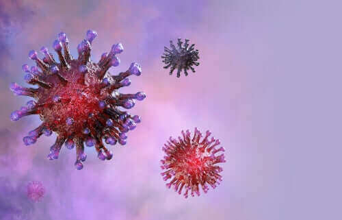 Coronaviruspartiklar flyger i luften.
