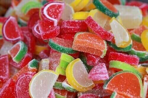 Godis med fruktos.