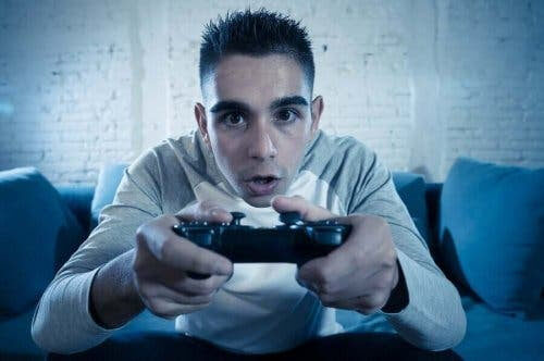 videospel påverkar ungdomar: tonåring med kontroll