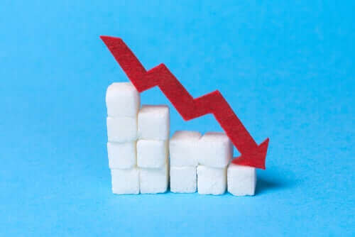 Sockerbitar visar en nedåtgående trend.