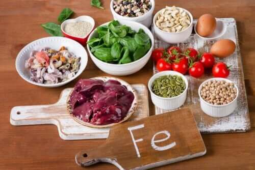 Livsmedel med höga nivåer av järn.