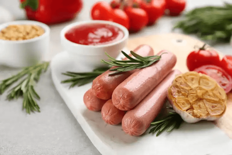 Rå korv på fat